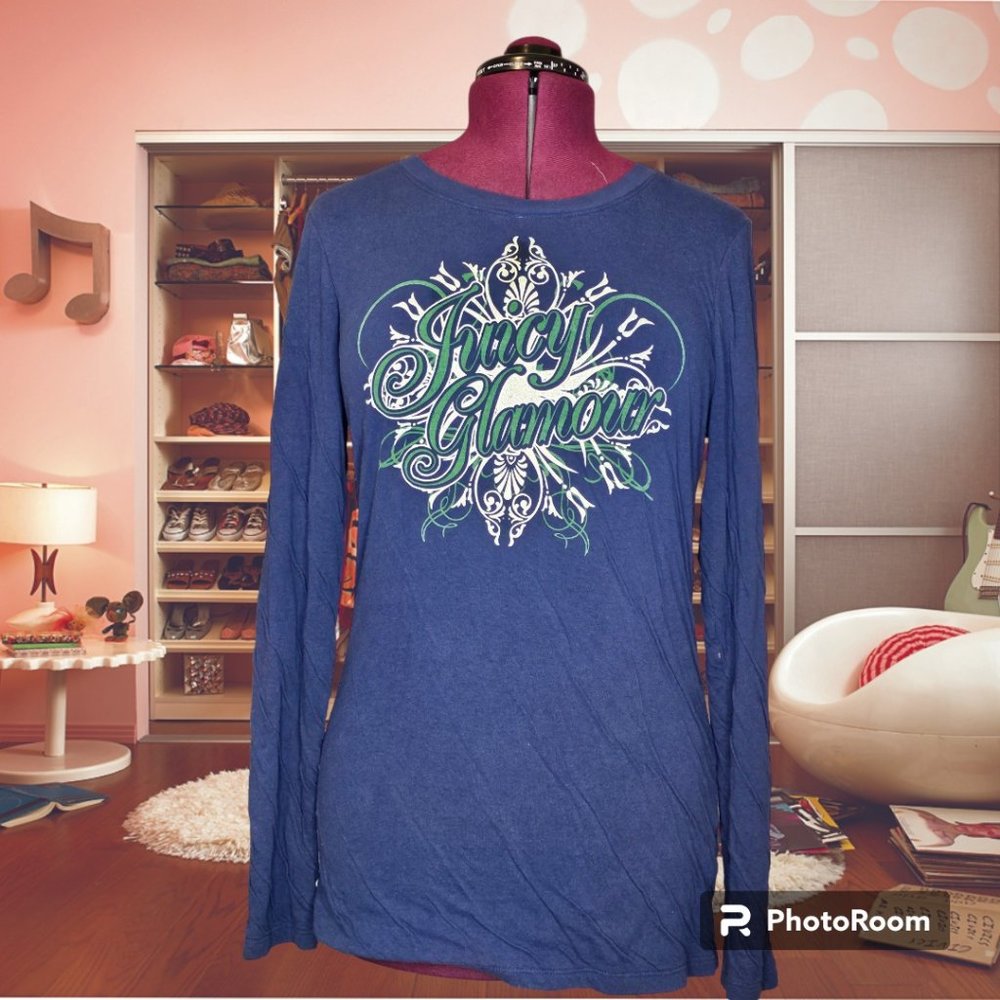Juicy Couture Juicy Glamour Long Sleeve Double Layer Cotton Shirt Y2K Era‎ Sz XL